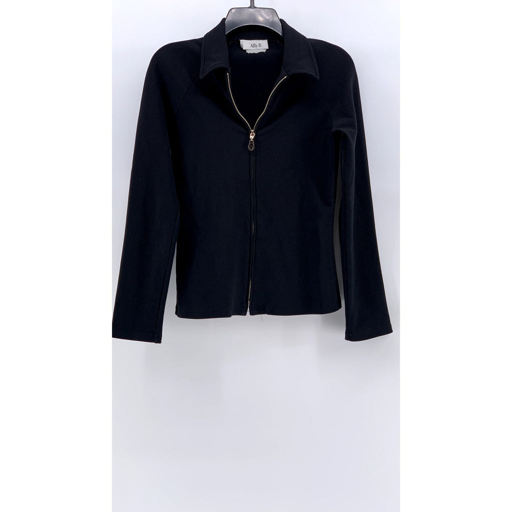 ALLY B Women's Black Zip-Up Long Sleeve Blazer SZ S