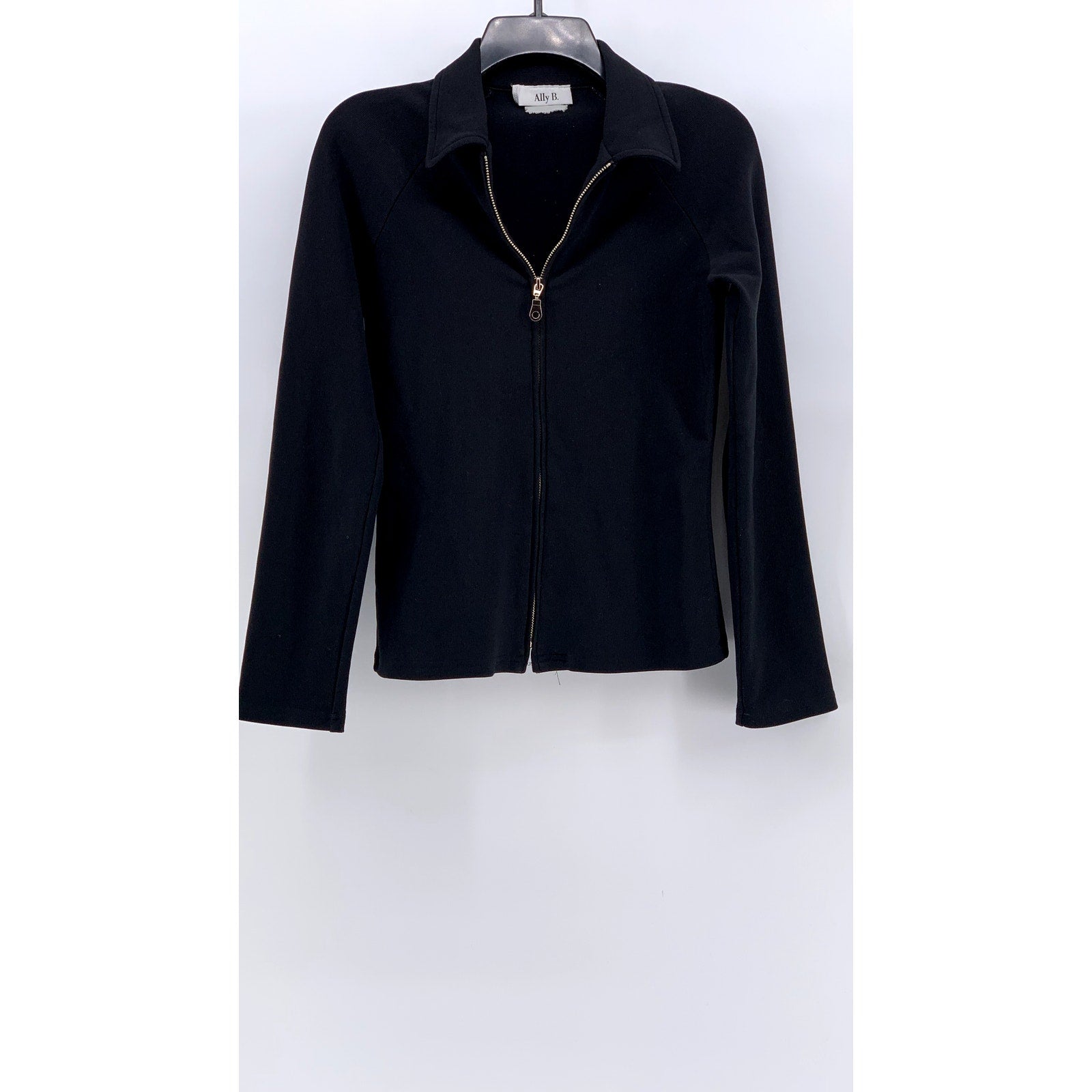 ALLY B Women's Black Zip-Up Long Sleeve Blazer SZ S