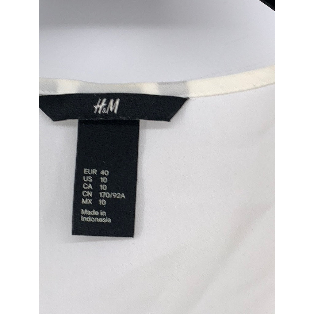 H&M Women's White V-Neck Sleeveless Top SZ 10