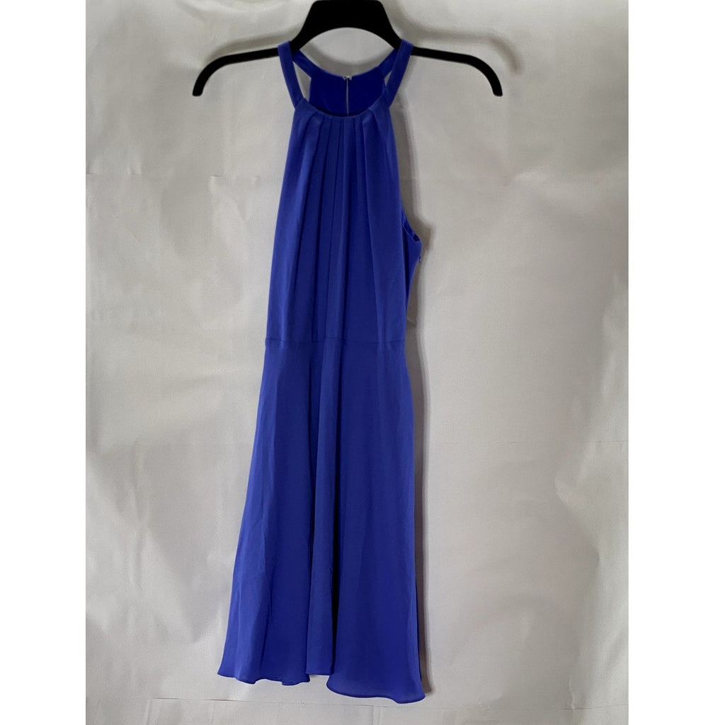 EXPRESS Women's Royal blue Pleated Halter Keyhole-Back Mini Dress SZ 6