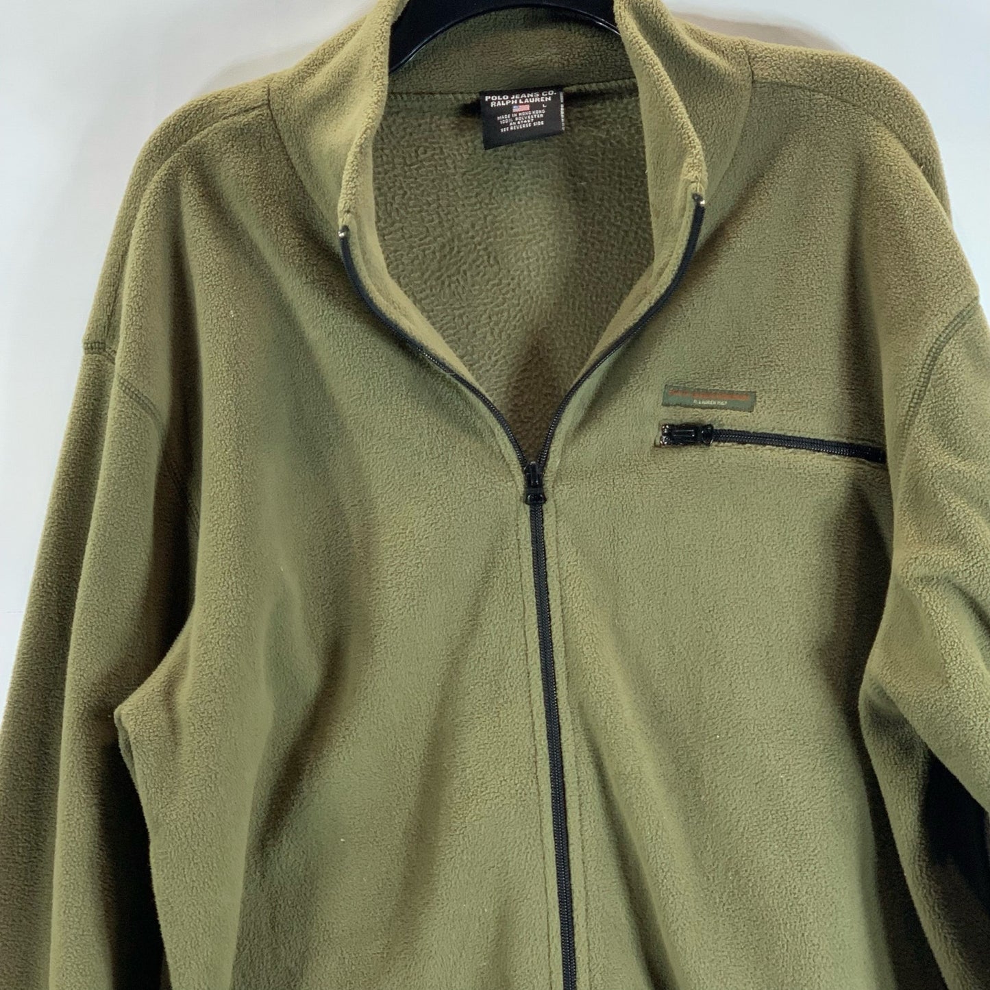 POLO JEANS CO. RALPH LAUREN Men's Olive Green Vintage Fleece Zip-Up Jacket SZ L