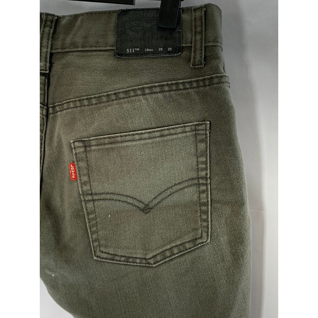 LEVI'S Women's Washed Black 511 Slim-Fit Raw-Hem Cutoff Shorts SZ 18