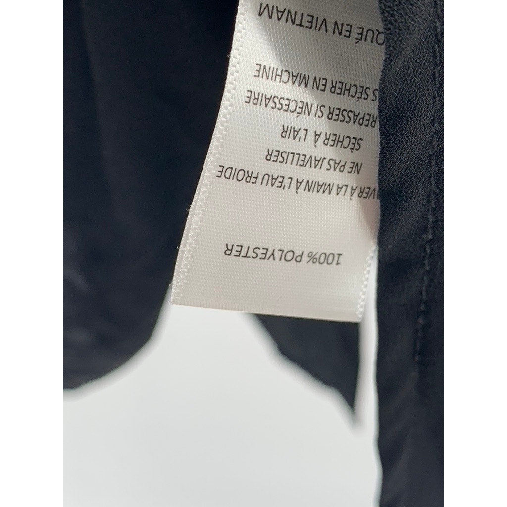 ALL IN FAVOR Women's Black Sheer Button-Up Short Sleeve Top SZ XS