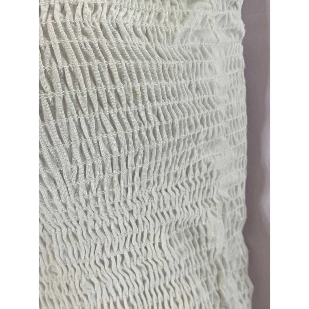 BETTER BE ACTIVE Women's White Strapless Smocked Cropped Tube Top SZ S