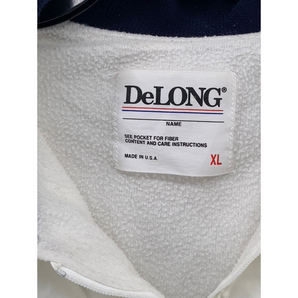 DELONG Women's White-Navy Vintage Varsity Cheerleader Jacket SZ XL