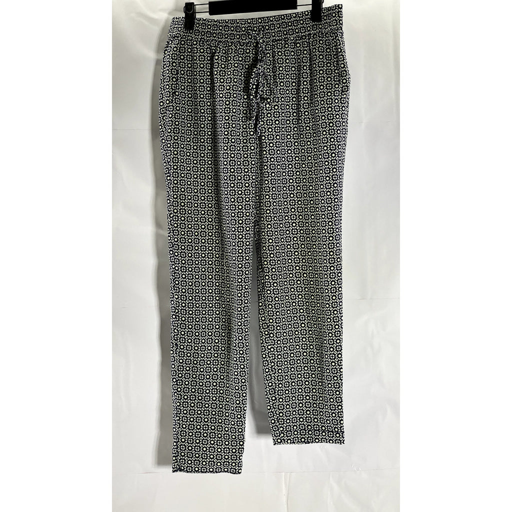 J. CREW Women's Blue/White Geo Print Drawstring Elasticized Pants SZ 4