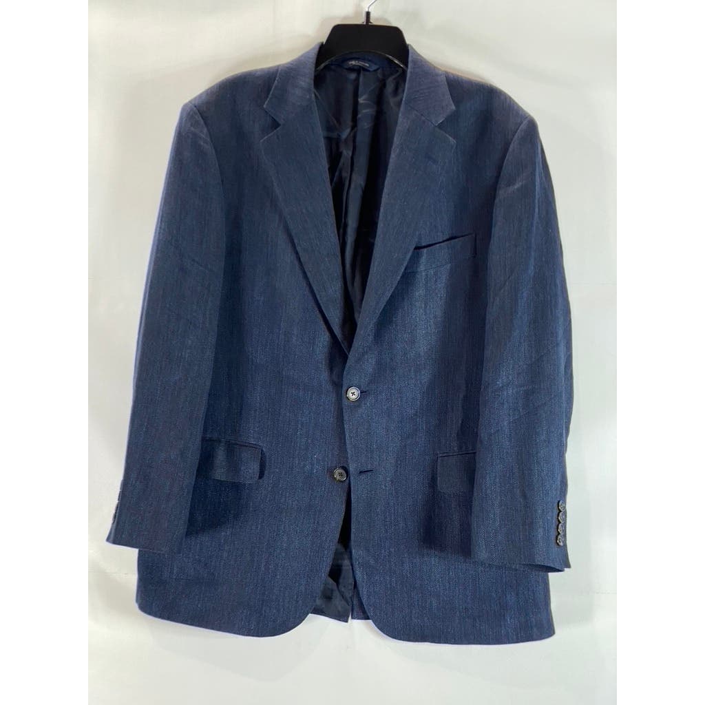 BROOKS BROTHERS 1818 Men's Blue Herringbone Two-Button Silk Blend Blazer SZ 41R