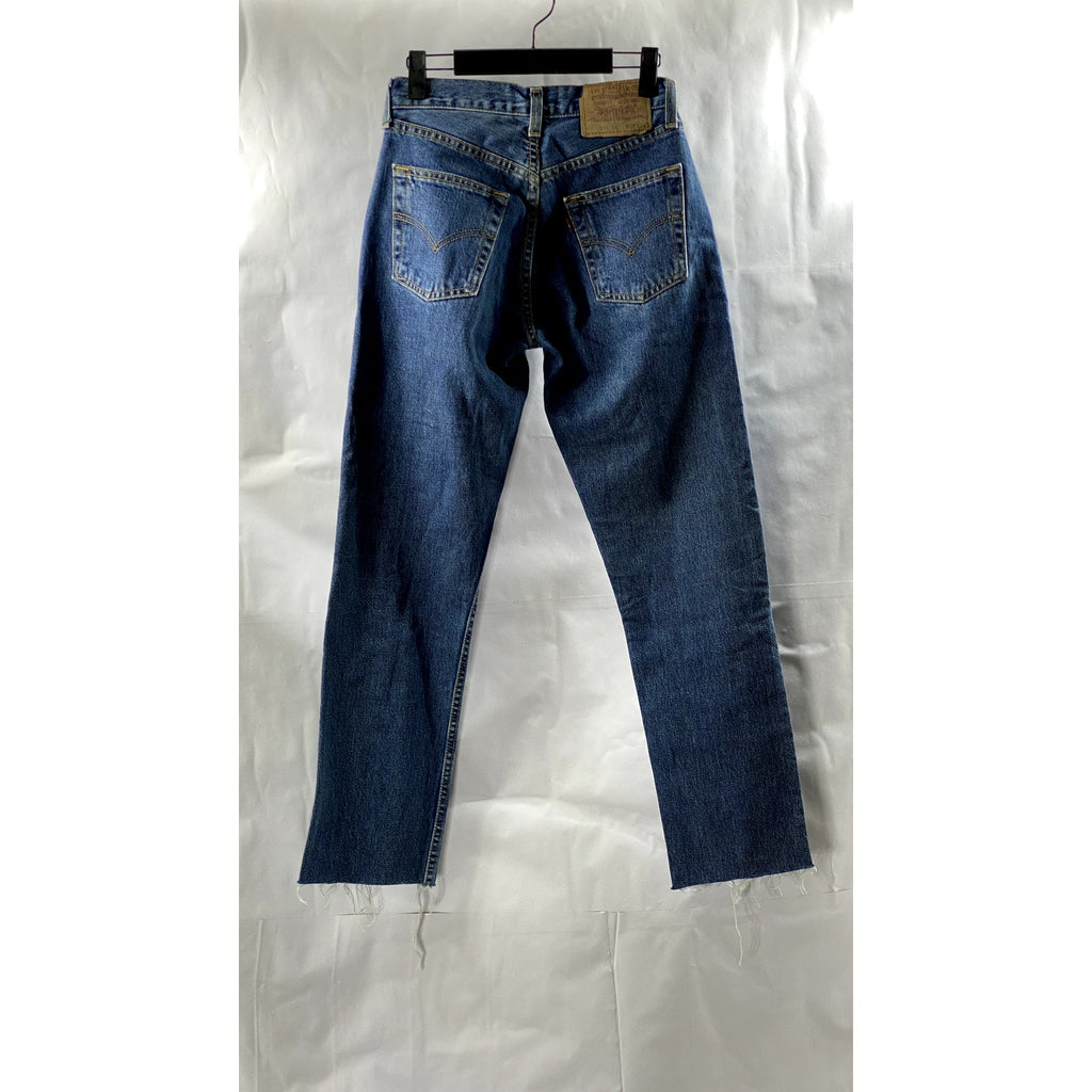 LEVI'S Women's Dark Blue Denim 534 04 Vintage Distressed Slim-Leg Jeans SZ 27X34