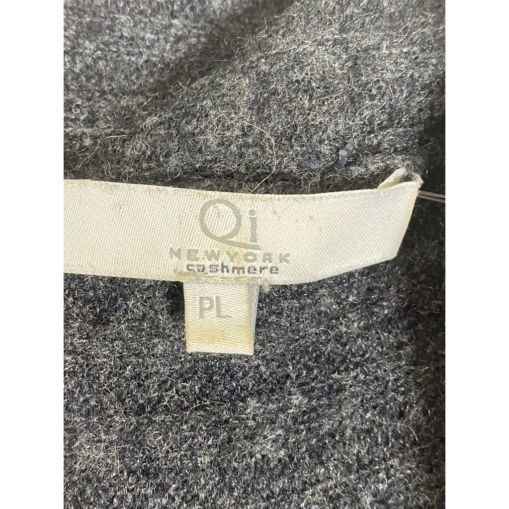 QI NEWYORK Women's Petite Dark Gray Drapey Open-Front Cashmere Cardigan SZ P/L