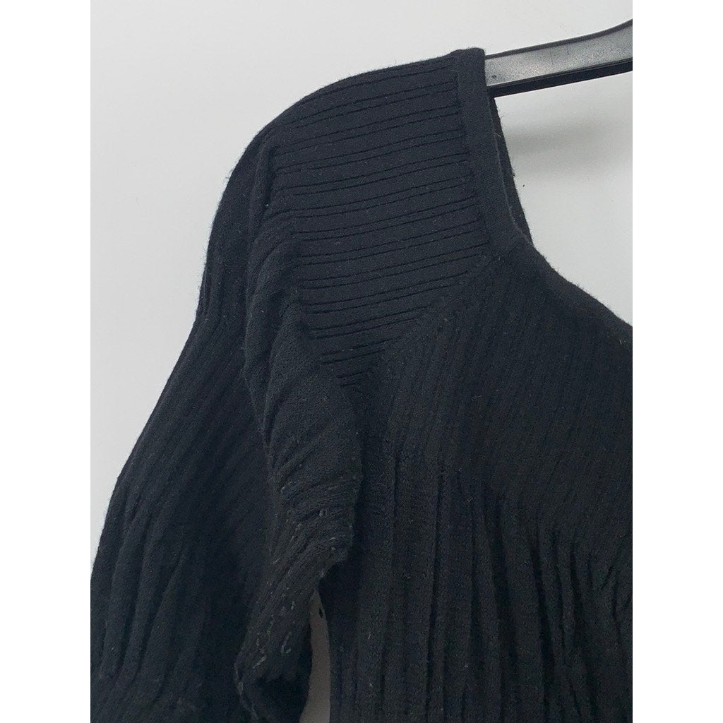 CLUB MONACO Women's Black Ribbed Boatneck Short Elbow Sleeve Top SZ S