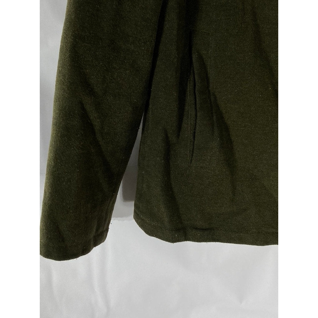 BANANA REPUBLIC Men's Olive Green Stand Collar Zip-Up Virgin Wool Jacket SZ S