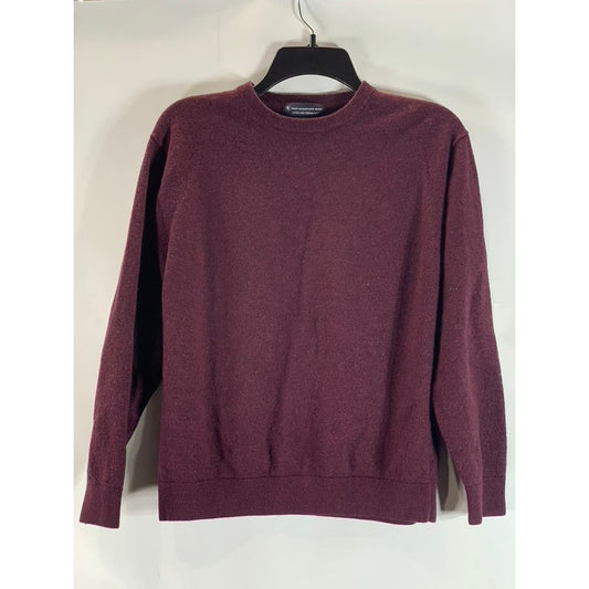 HART SCHAFFNEER MARX Men's Burgundy Extra Fine Merino Wool Crewneck Sweater SZ L