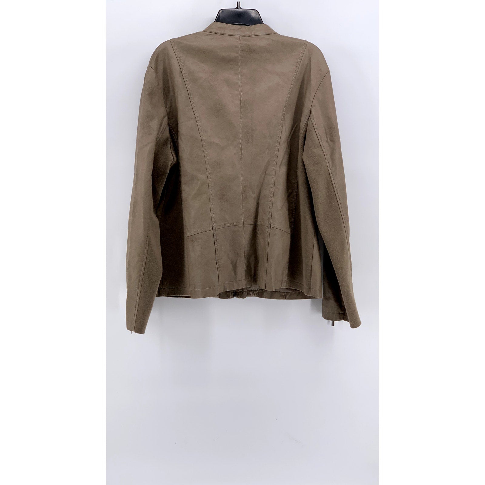 MO-KA By Santa Fe Apparel Women's Tan Faux-Leather Zip UP Jacket SZ 2XL