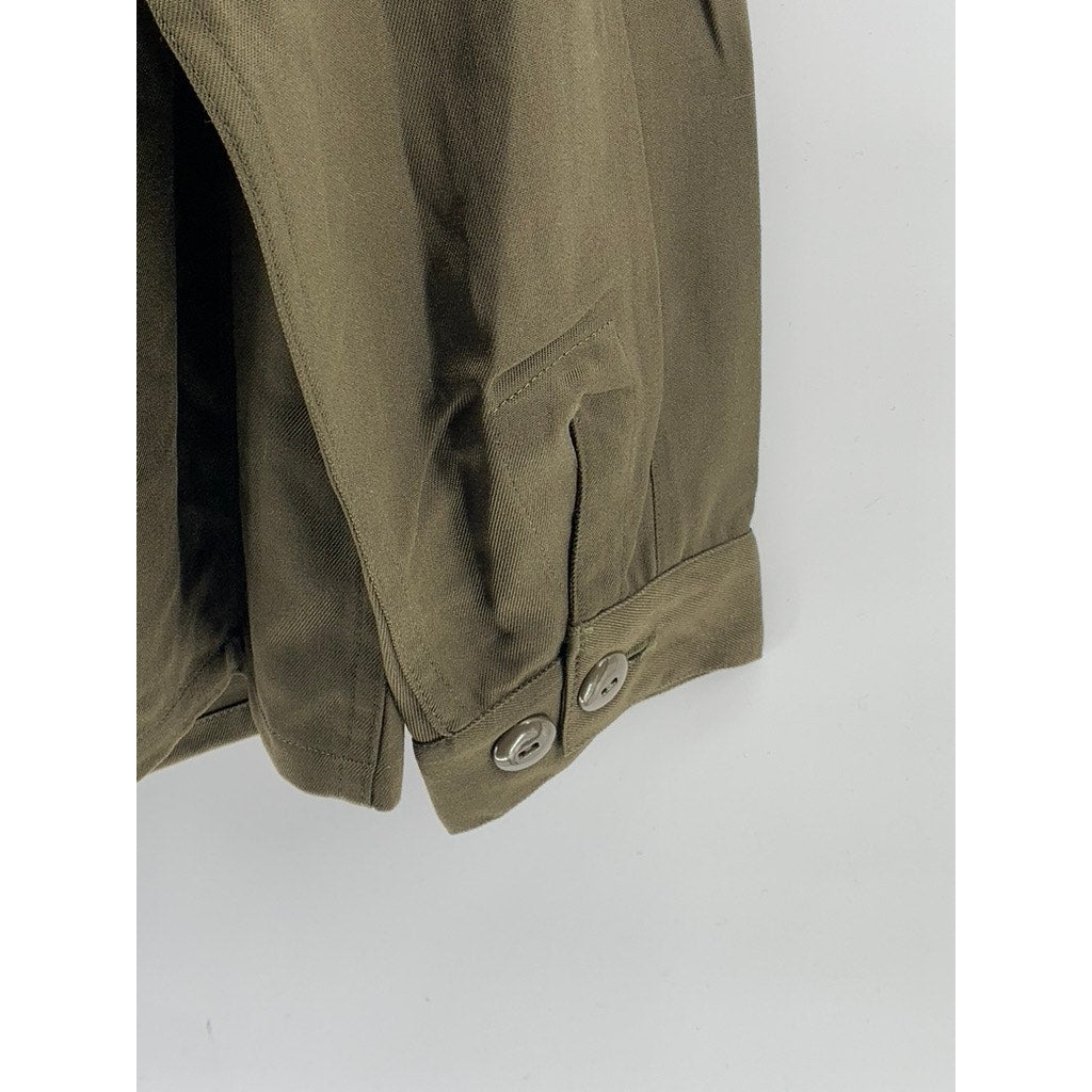 HEERESEIGENTUM Men's Vintage Olive Green Button-Up Long Sleeve Slama Shirt SZ M