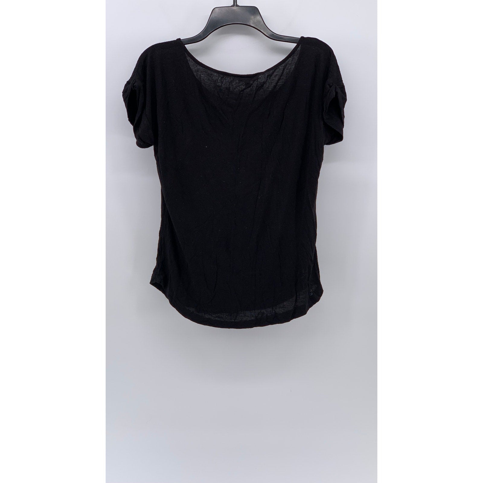 ZENANA OUTFITTES Women's Black Solid Scoop-Neck Short Sleeve Top SZ S