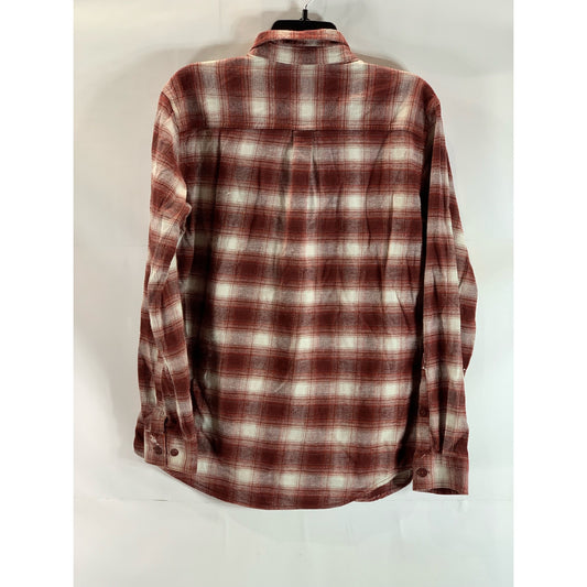 COLUMBIA Men's Red Plaid Regular-Fit Button-Down Long Sleeve Shirt SZ S