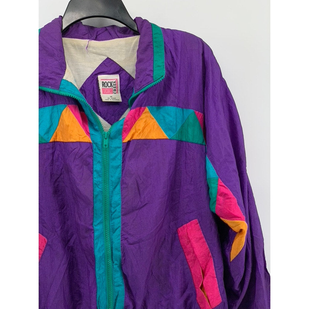 ROCK CREEK CASUALS Women's Vintage Multi Zip-Up Windbreaker SZ M