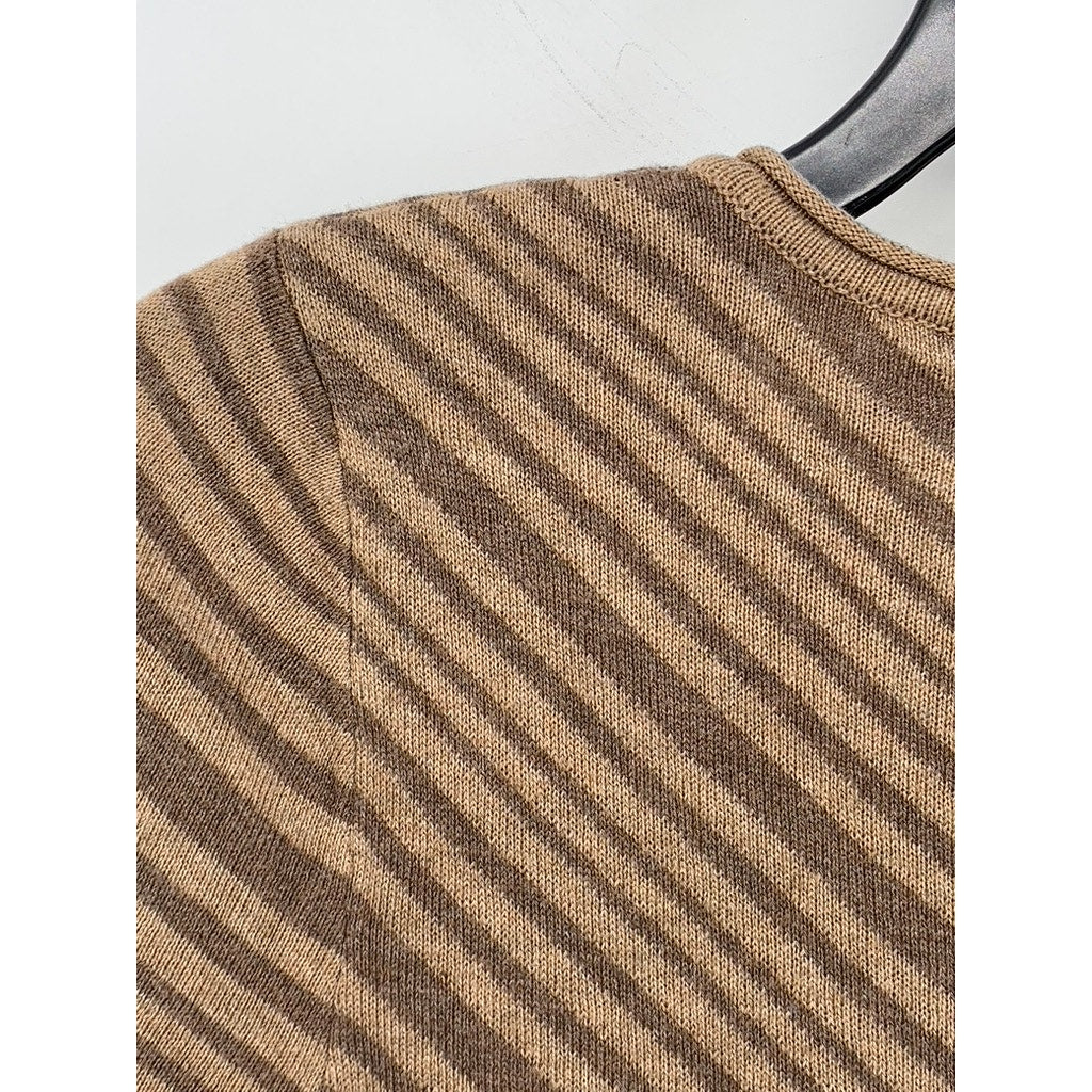 MAX STUDIO Women’s Brown Two-Tone Diagonal Stripe V-Neck Sweater Dress SZ S