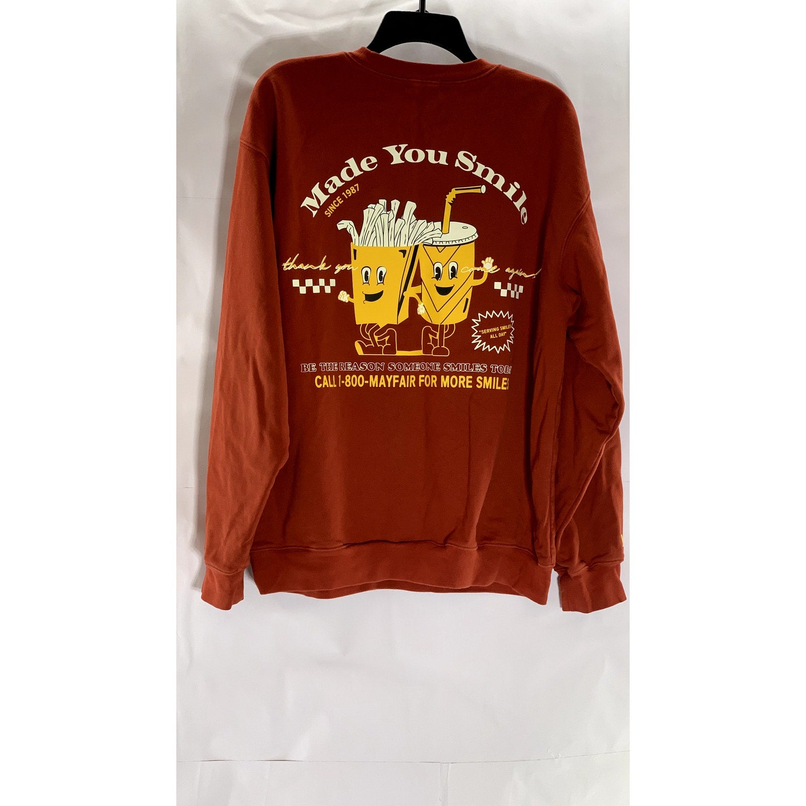 THE MAYFAIR GROUP Unisex Rust Red French Fries "Made you Look" Sweatshirt SZ S/M