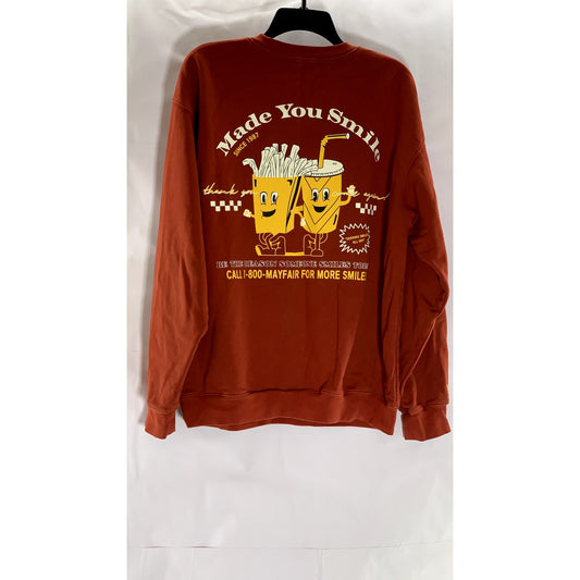 THE MAYFAIR GROUP Unisex Rust Red French Fries "Made you Look" Sweatshirt SZ S/M