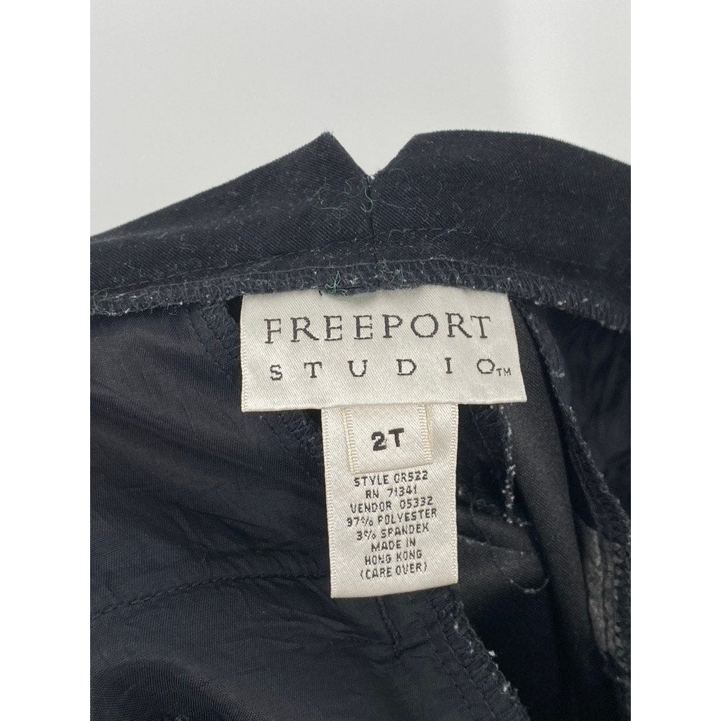 FREEPORT STUDIO Women’s Tall Black Straight-Leg Extended Button Pants SZ 2T