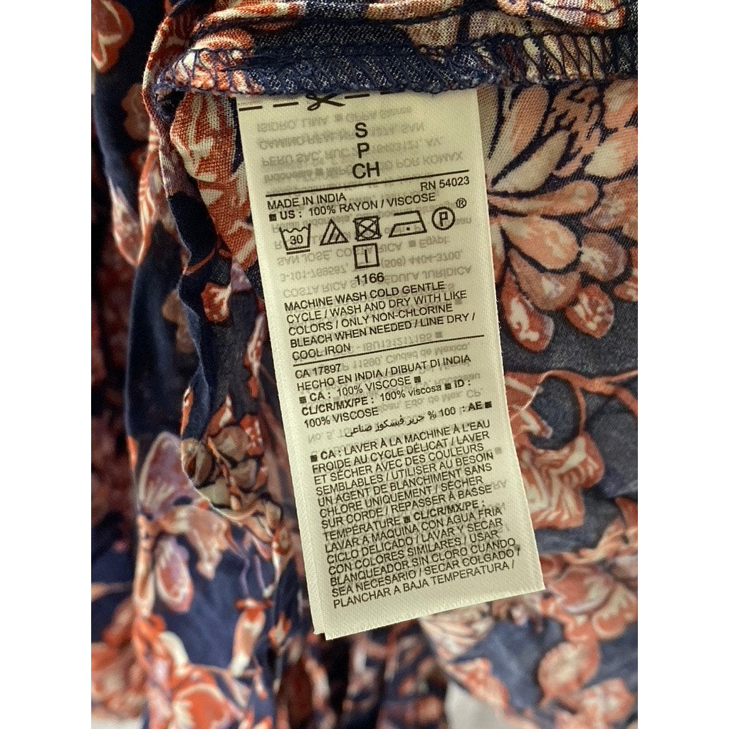 OLD NAVY Women's Navy Floral Ruffle Short Sleeve Wrap Top SZ S