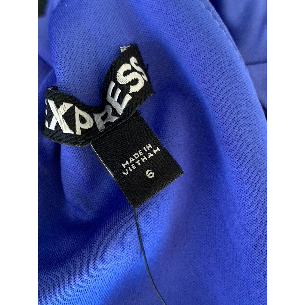 EXPRESS Women's Royal blue Pleated Halter Keyhole-Back Mini Dress SZ 6