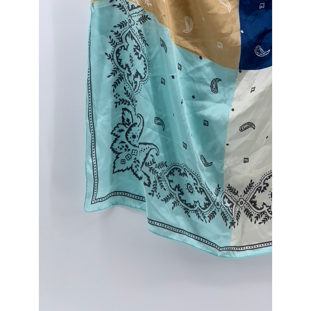 SPARKING FOR LOVE Women's Blue-Tan-White Paisley Printed Scarf