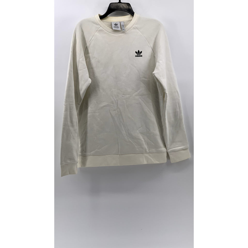 ADIDAS Men's White Embroidered Trefoil Sweatshirt SZ M