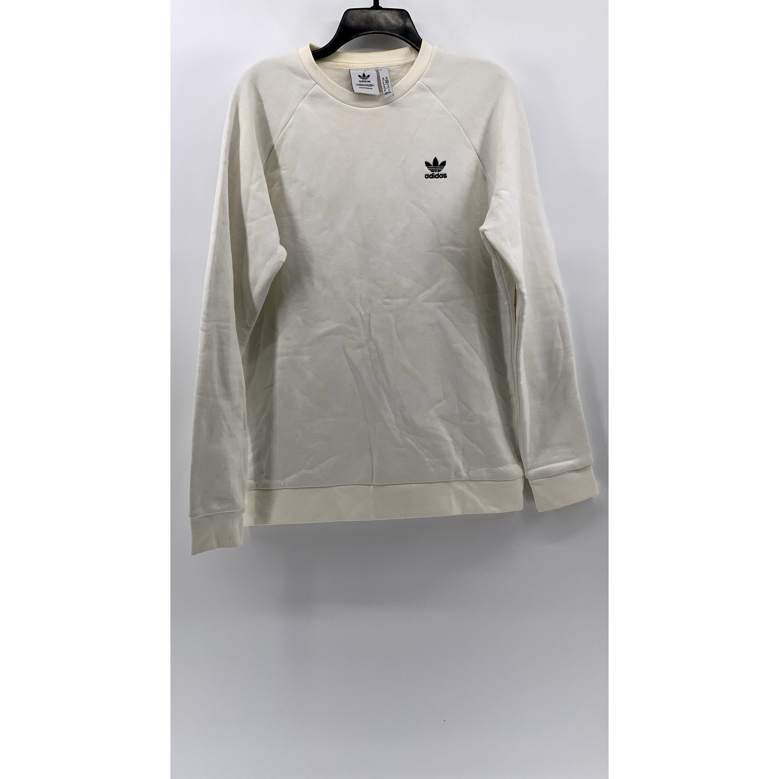 ADIDAS Men's White Embroidered Trefoil Sweatshirt SZ M