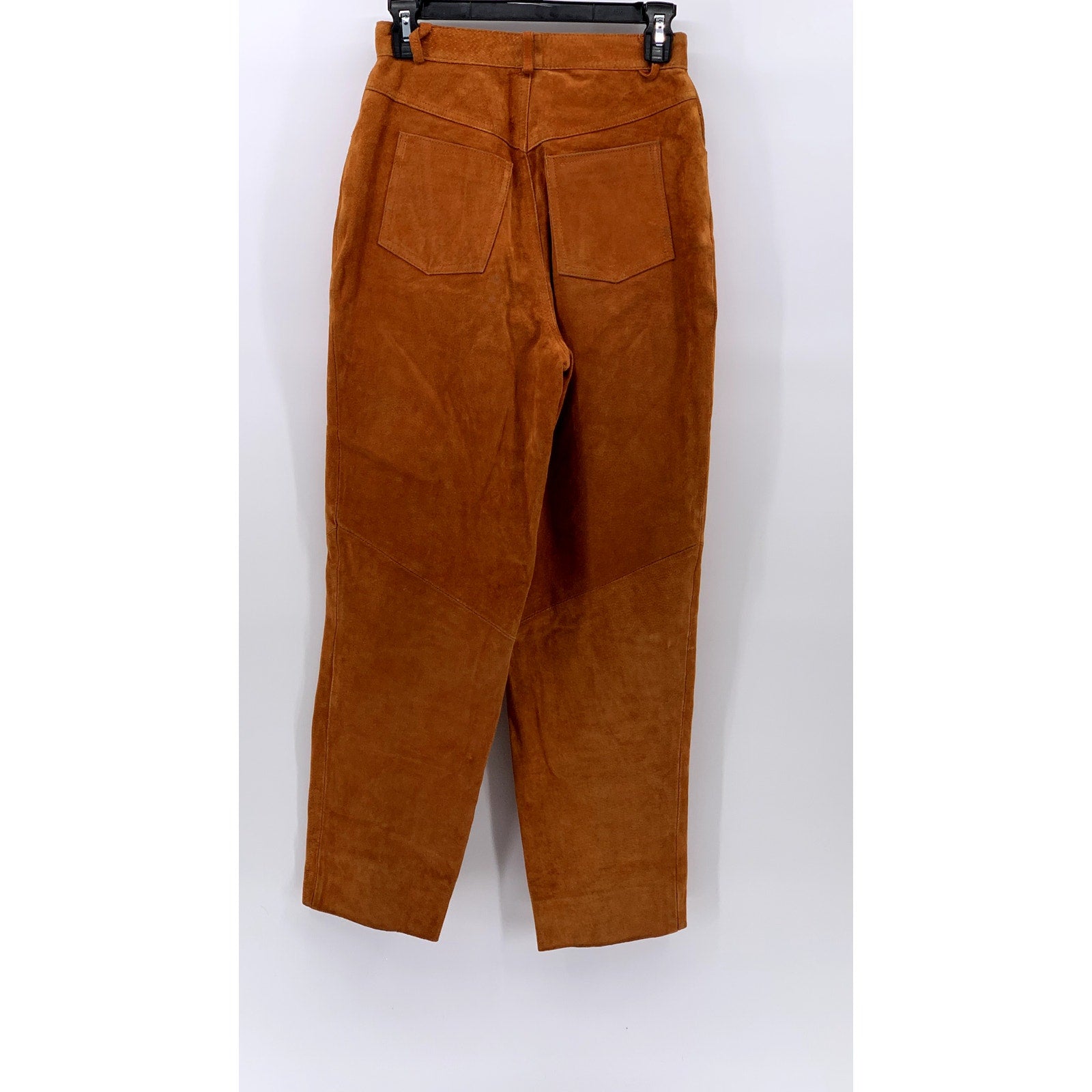 EVAN DAVIES Women’s Vintage Orange Leather High-Rise Straight Leg Pant SZ L