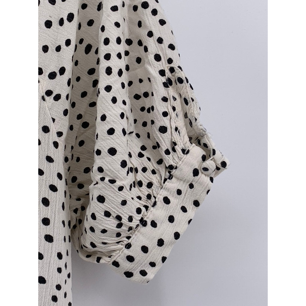 URBAN Women's White-Black Devin Polka Dot Tie-Front Midi Dress SZ 6