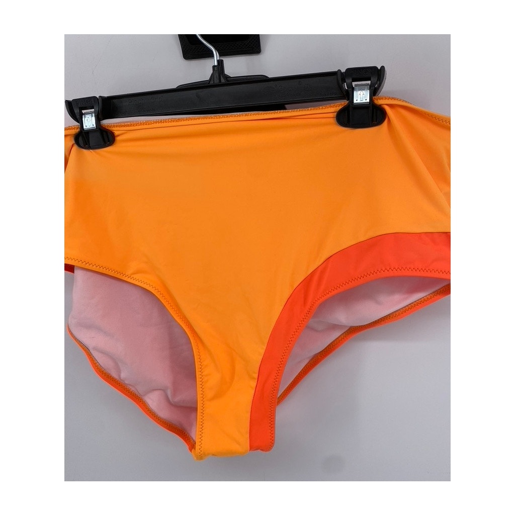 SHEIN Women's Plus Orange Colorblock Swim Bottoms SZ 1XL
