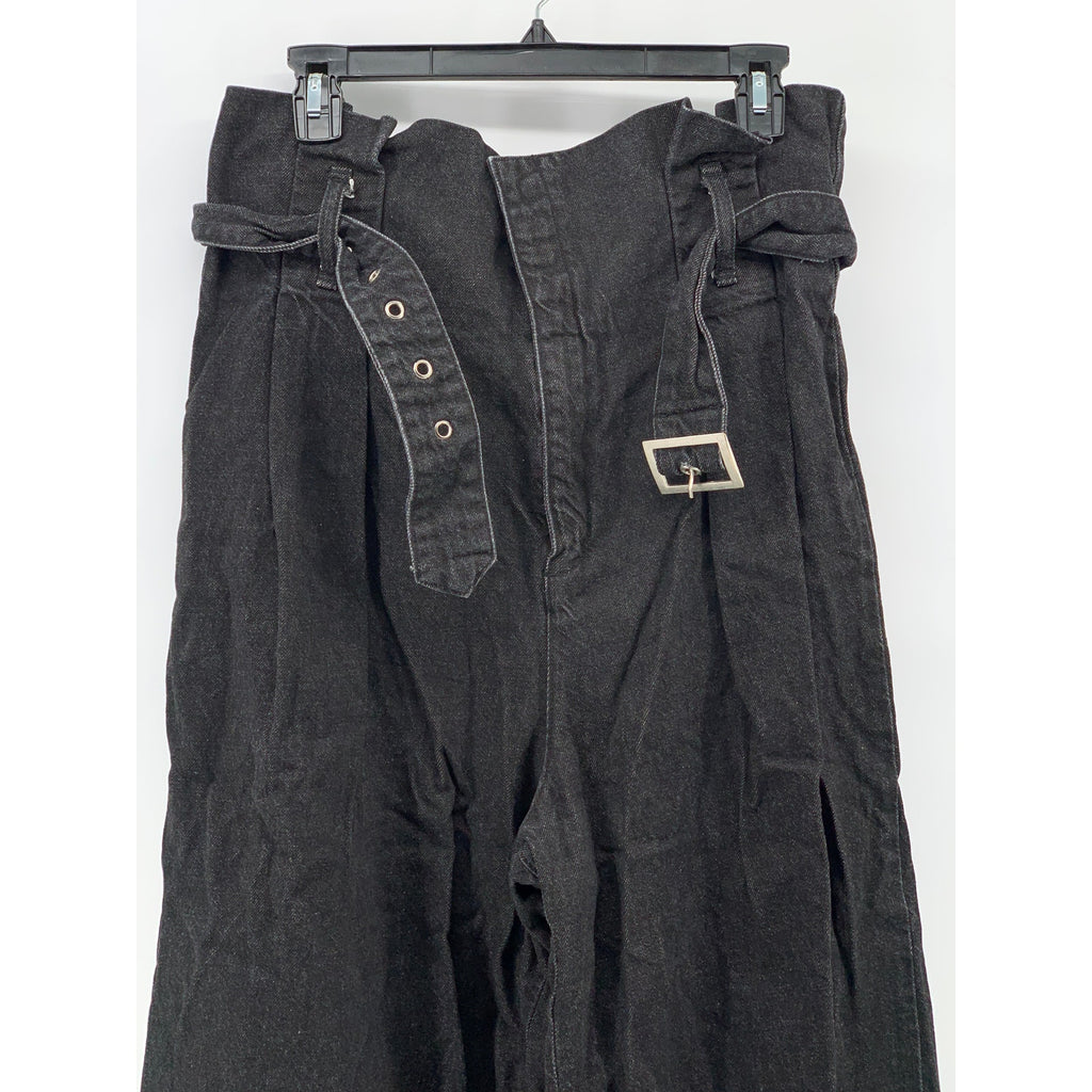 BDG URBAN OUTFITTERS Women's Black Denim Wide-Leg High-Rise Paperbag Jeans SZ 32