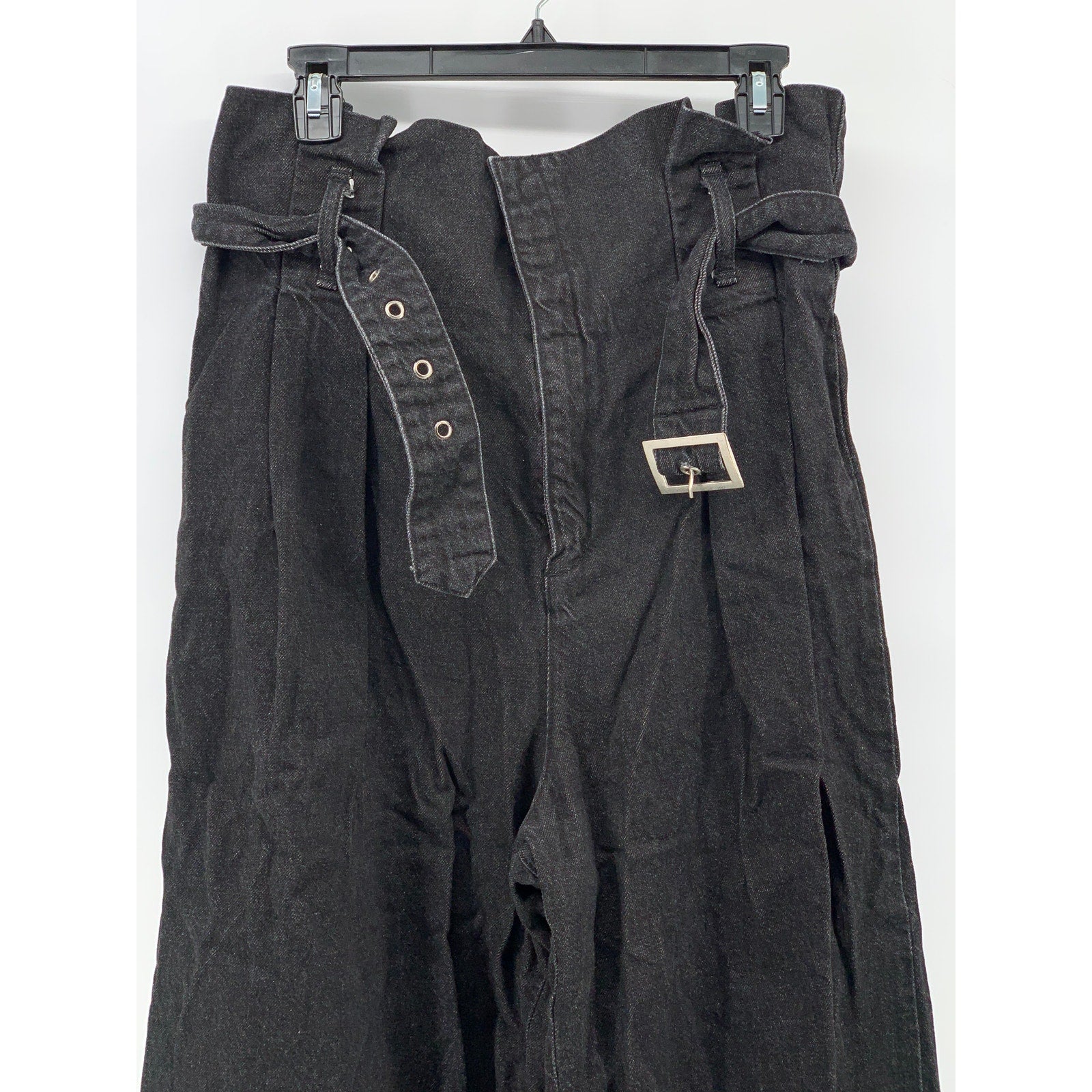 BDG URBAN OUTFITTERS Women's Black Denim Wide-Leg High-Rise Paperbag Jeans SZ 32