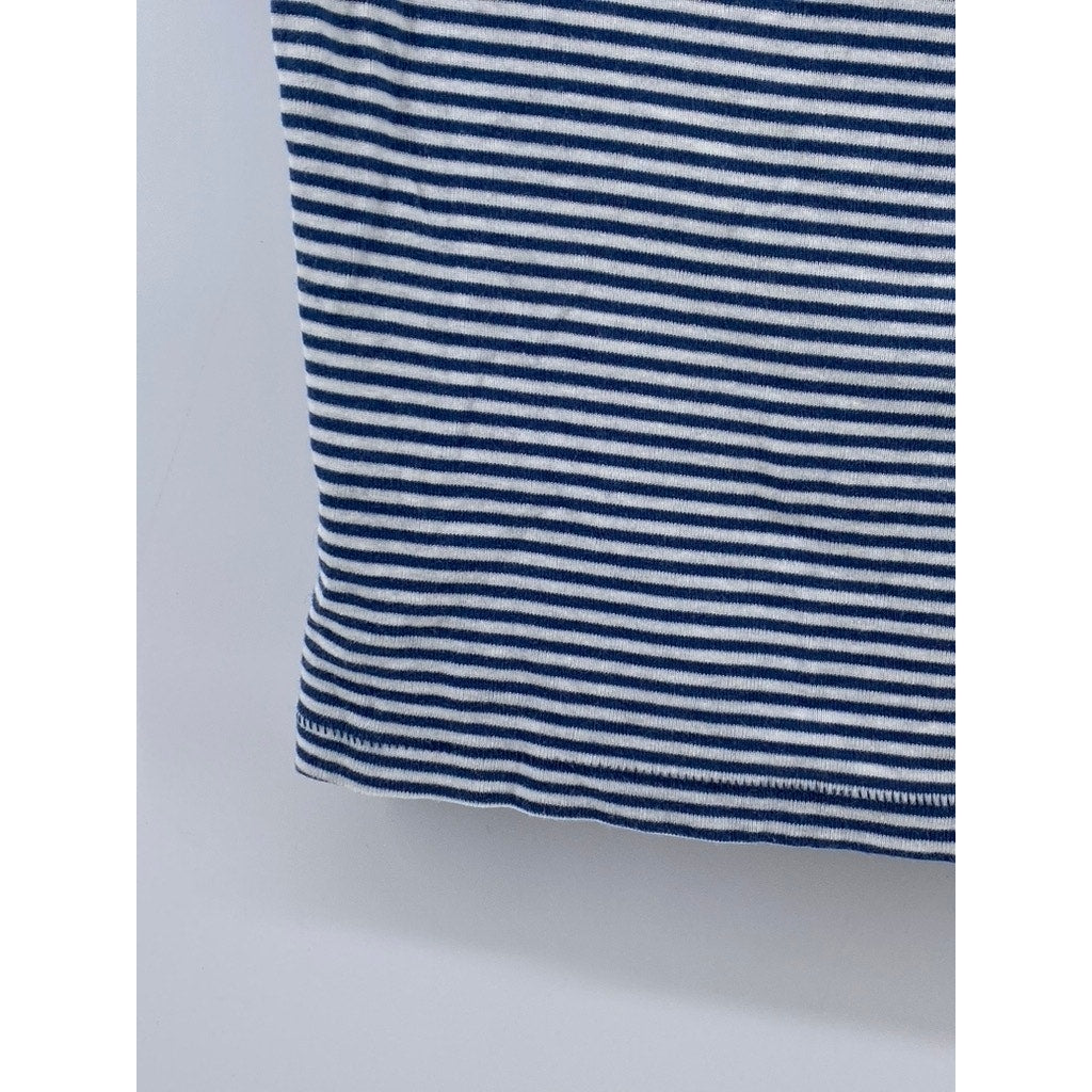 AMERICAN EAGLE Women's Blue-White Crewneck Short Sleeve Casual Crewneck Top SZ M