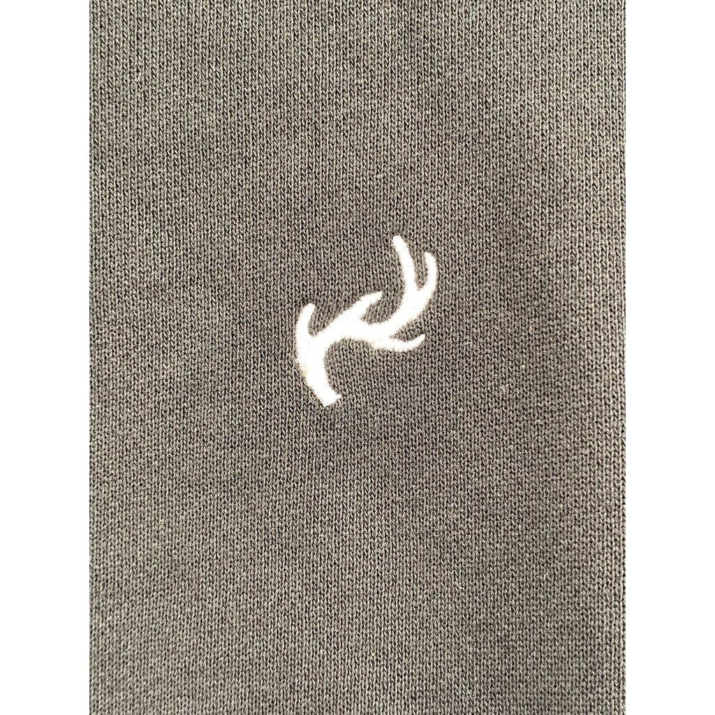 ASCOLOUR Men's Black Crewneck Embroidered Antler Classic Pullover Sweatshirt SZS