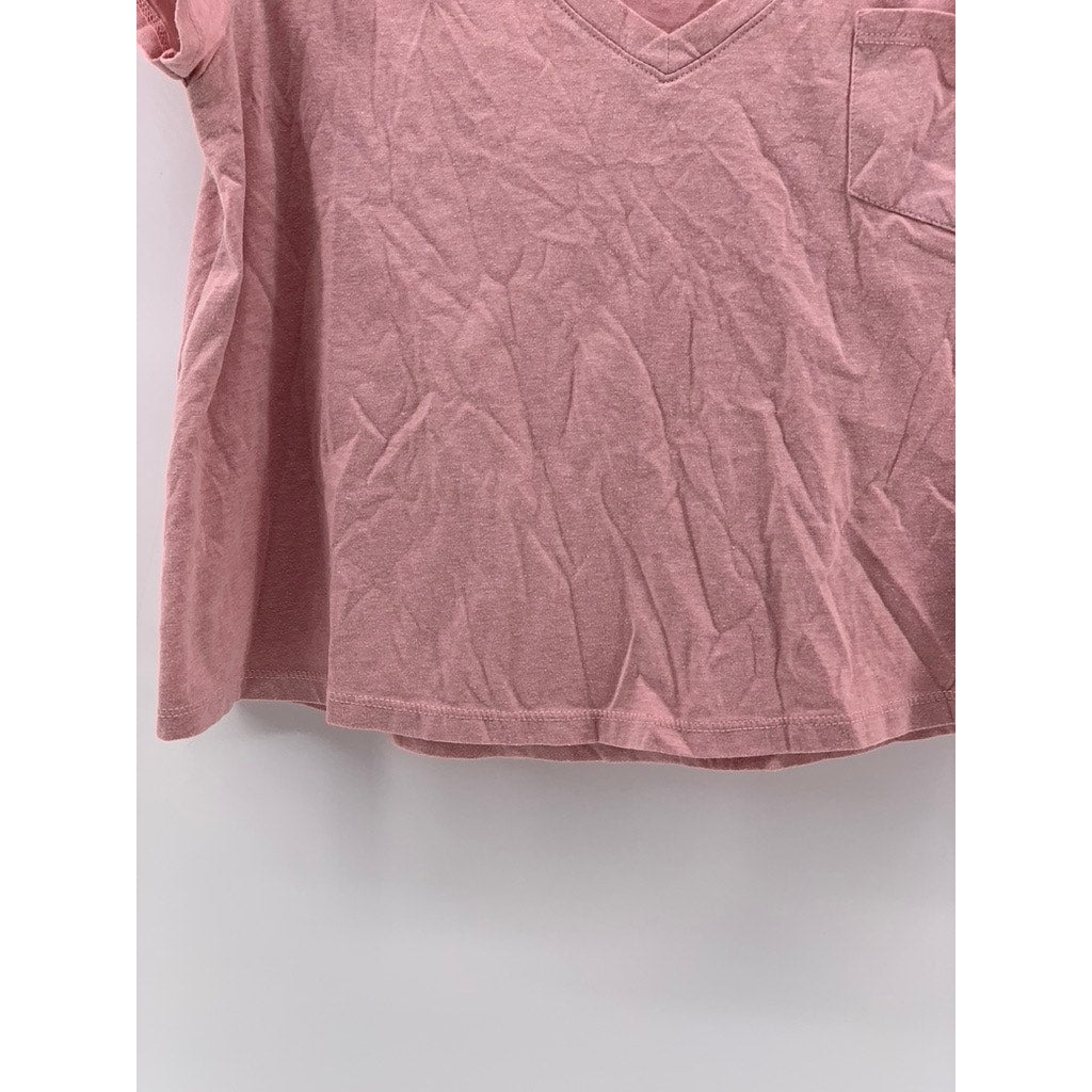 CURIOUS GYPSY Women's Pink V-Neck Short Sleeve T-Shirt SZ M