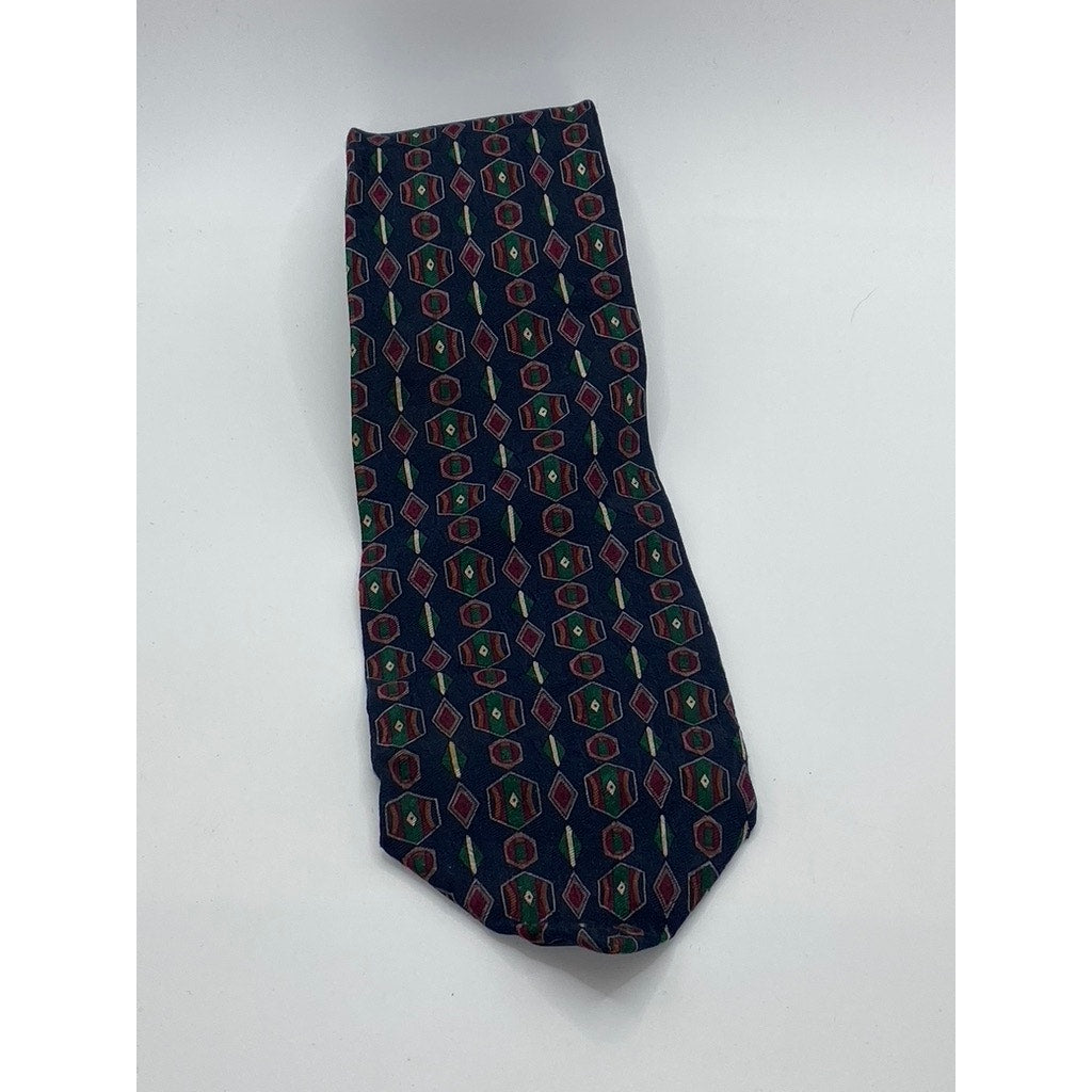 BILL BLASS Men's Vintage Navy Blue Printed Silk Tie SZ OS