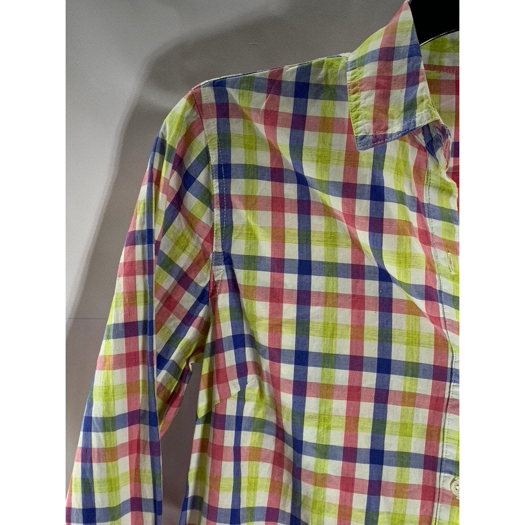 J.MCLAUGHLIN Women's Multicolor Plaid Button-Up Long Sleeve Top SZ 2