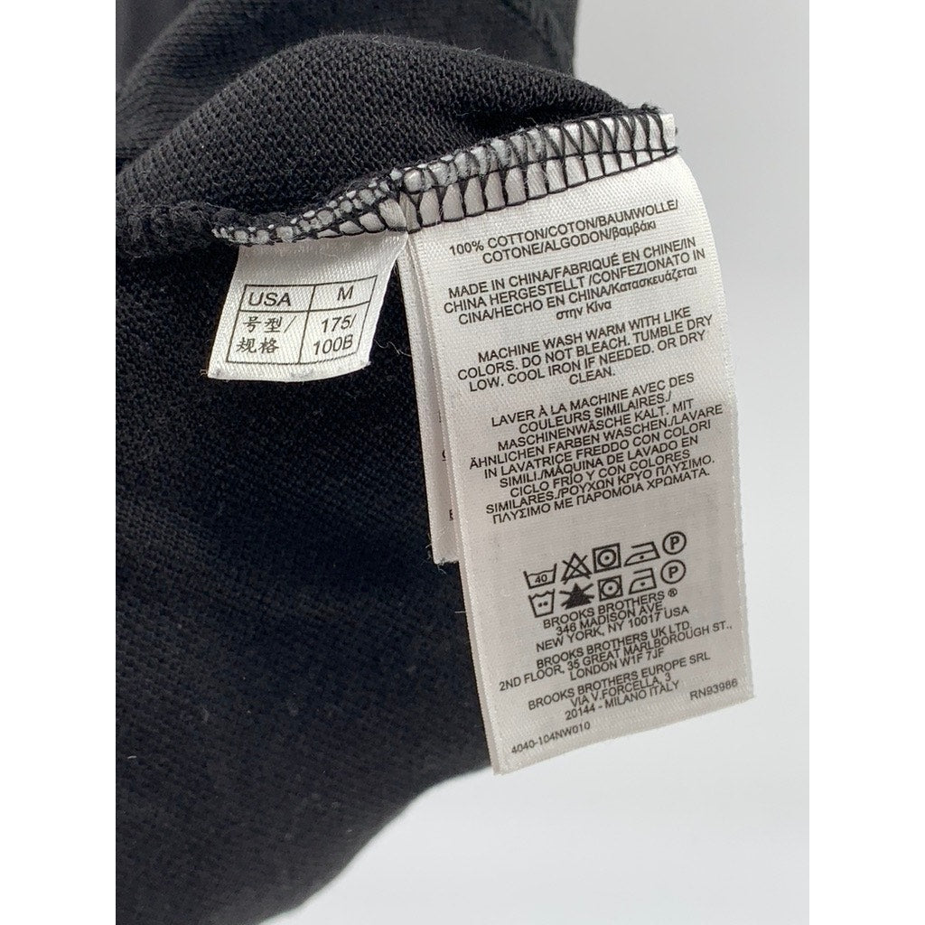 BROOKS BROTHERS Men's Black Slim-Fit Short Sleeve Performance Polo Shirt SZ M