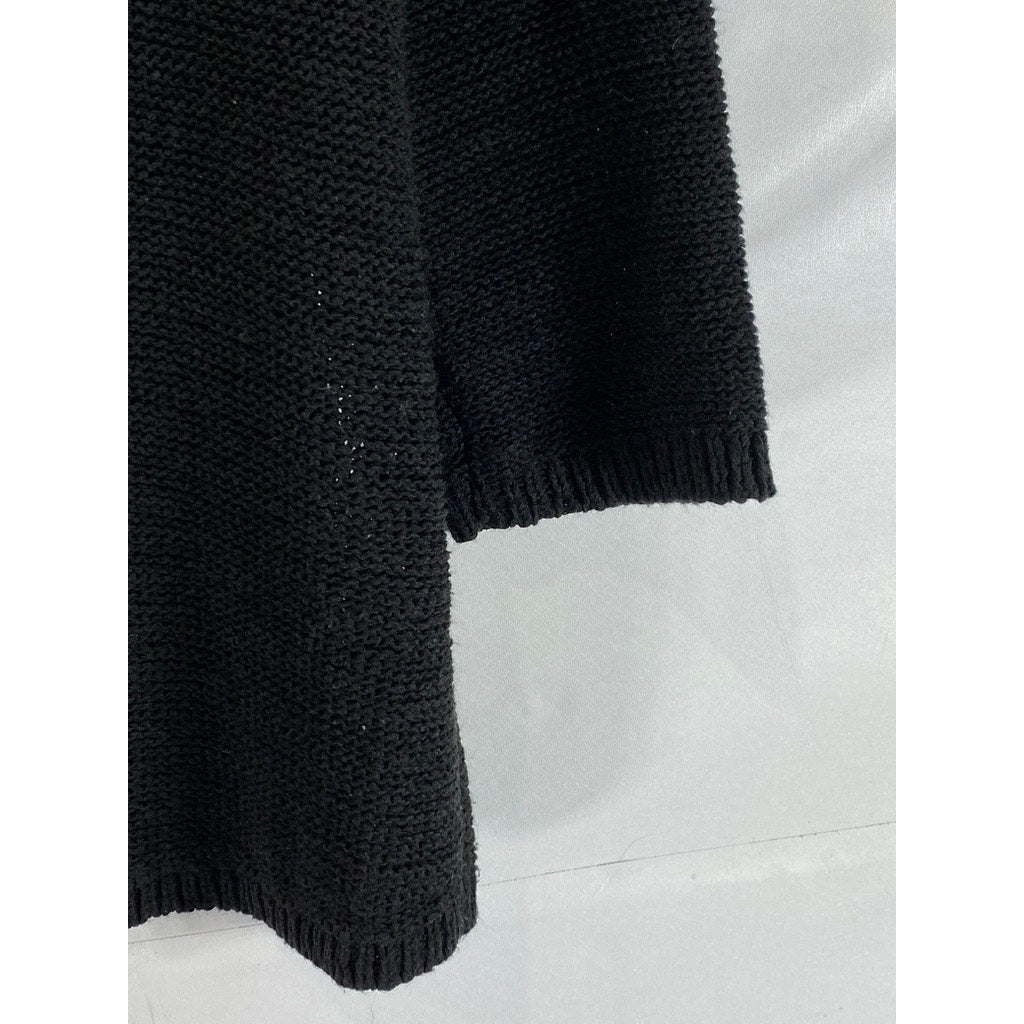 STYLE & CO Women's Black Knit Long Sleeve Crewneck Pullover Sweater SZ L
