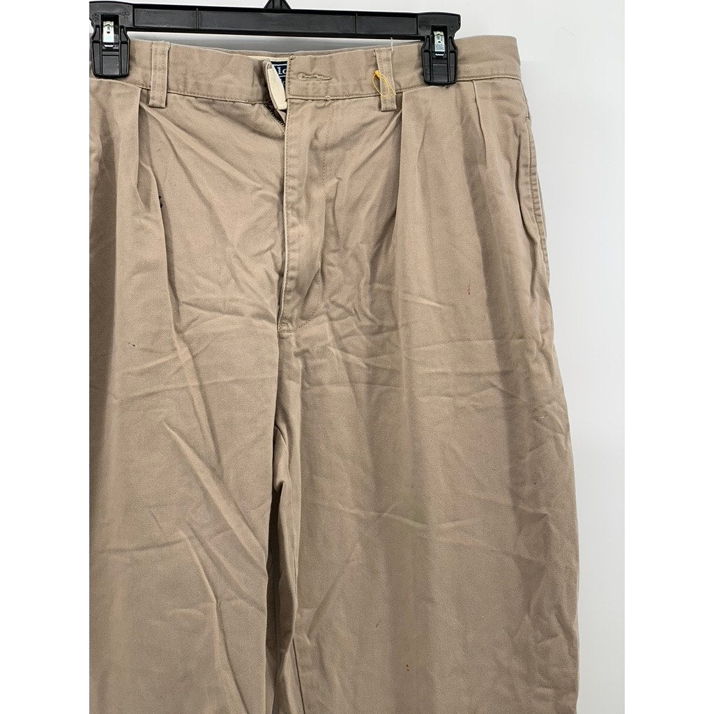 POLO RALPH LAUREN Men's Vintage Tan Pleated Straight-Leg Andrew Pant SZ 33X32