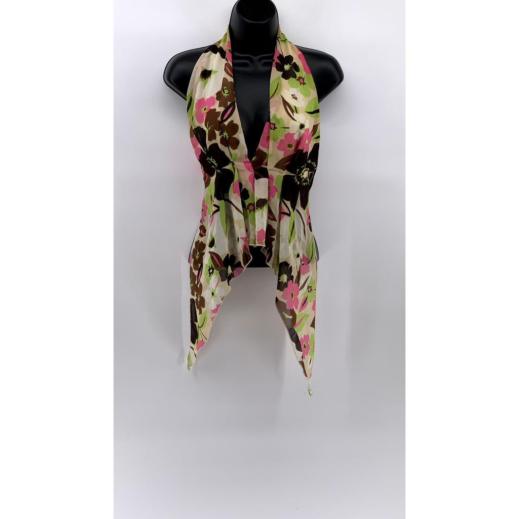 UNBRANDED Women's Multi Floral Print Halter Handkerchief Top SZ S