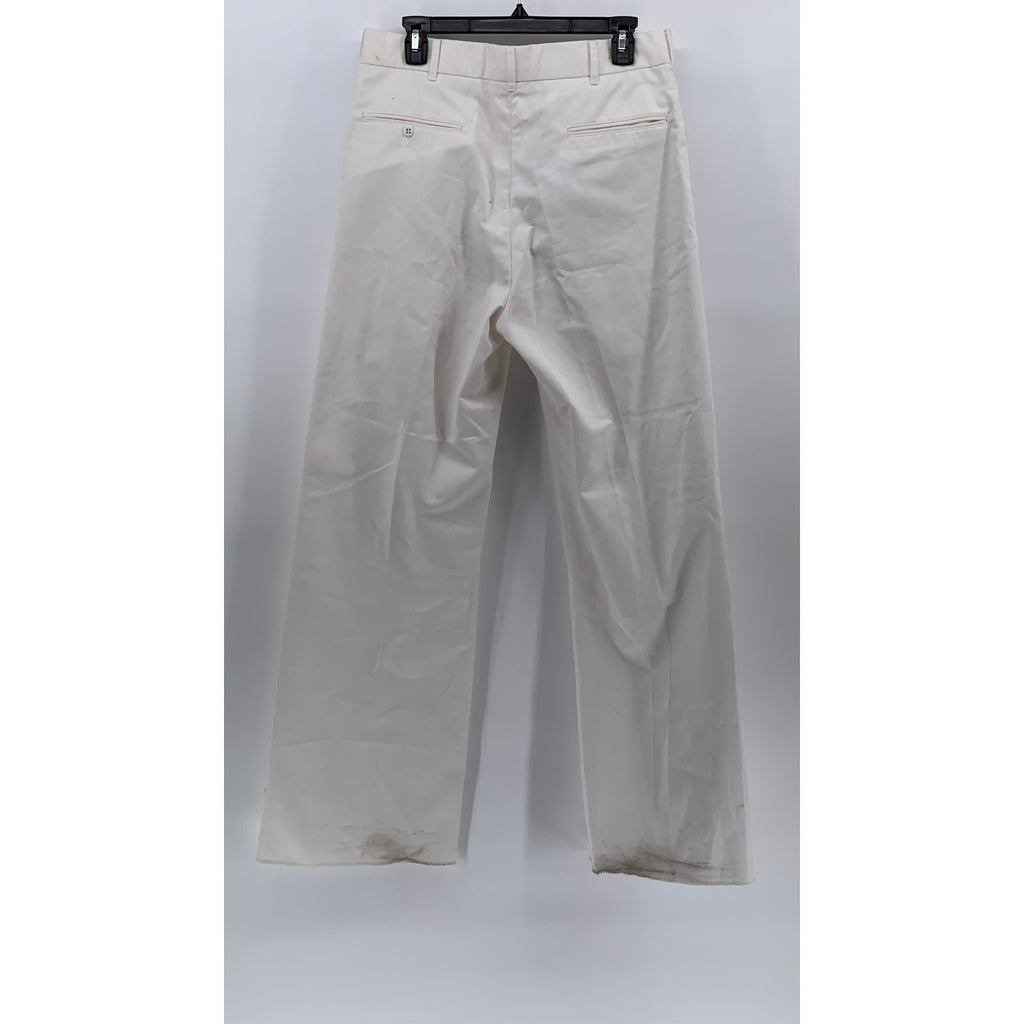 DSCP BY BREMEN BOWDON Men's White Solid Regular-Fit Wide-Leg Pants SZ 34