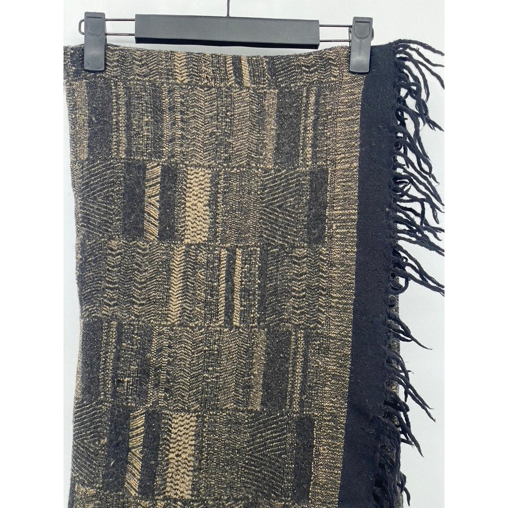 UNBRANDED Women's Brown-Black Fringe Knit Scarf SZ OS