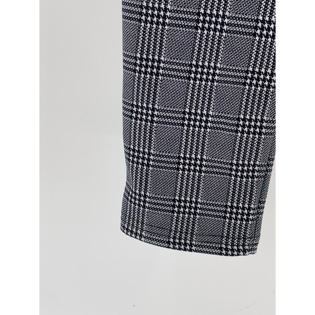 INDERO Women's Black-White Houndstooth Check Skinny Pants SZ L/XL