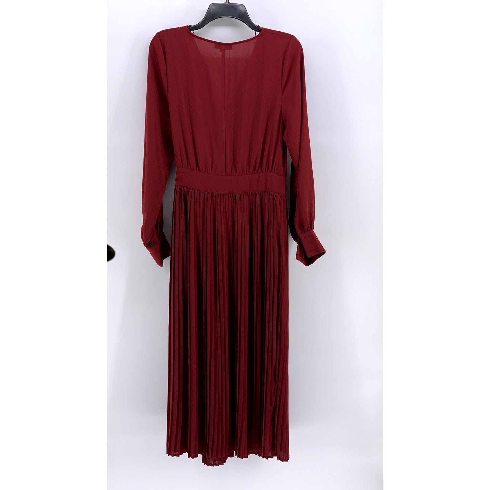 VICI Women's Burgundy Wrap Long Sleeve Pleated Maxi Dress SZ S