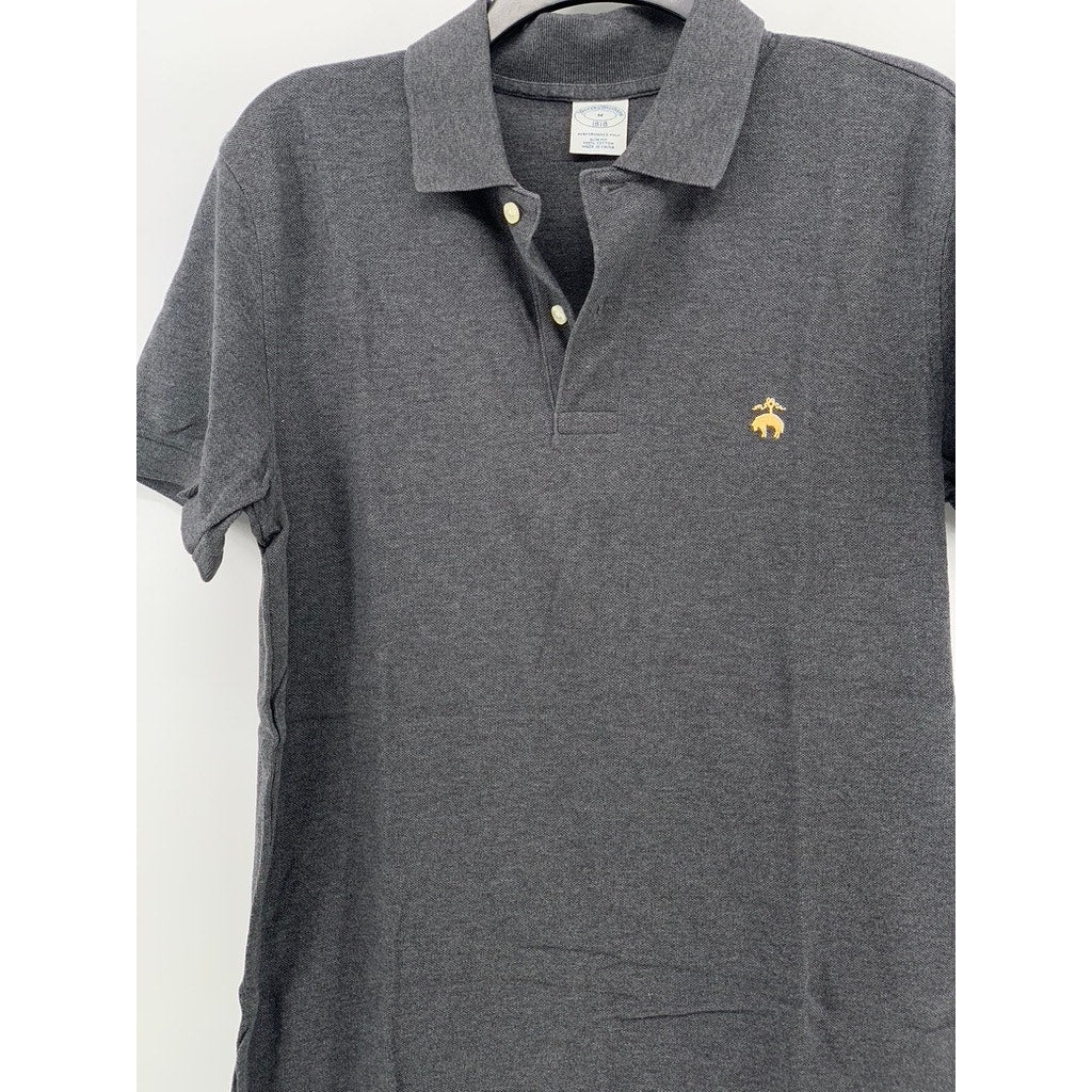 BROOKS BROTHERS Men's Gray Slim-Fit Short Sleeve Performance Polo Shirt SZ M
