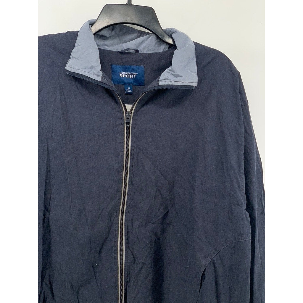 CROFT & BARROW SPORT Men's Navy Stand Collar Zip-Up Windbreaker Jacket SZ M